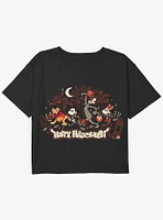 Disney Mickey Mouse Happy Halloween And Friends Youth Girls Boxy T-Shirt