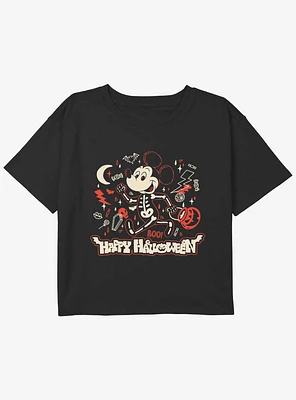 Disney Mickey Mouse Happy Halloween Boo Youth Girls Boxy T-Shirt