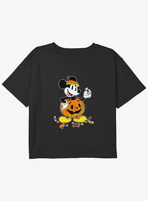 Disney Mickey Mouse Pumpkin Candies Youth Girls Boxy T-Shirt