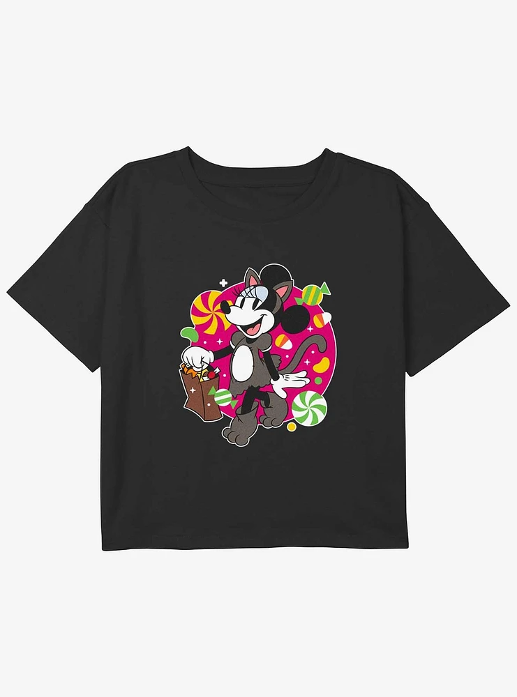 Disney Minnie Mouse Cat Candies Youth Girls Boxy T-Shirt