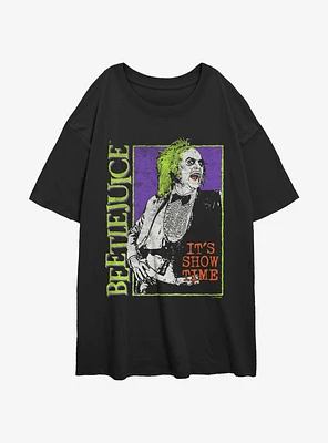 Beetlejuice Side Logo Showtime Womens Oversized T-Shirt