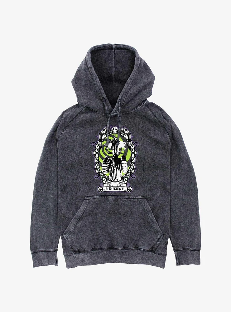 Beetlejuice Carousel Head Framed Mineral Wash Hoodie