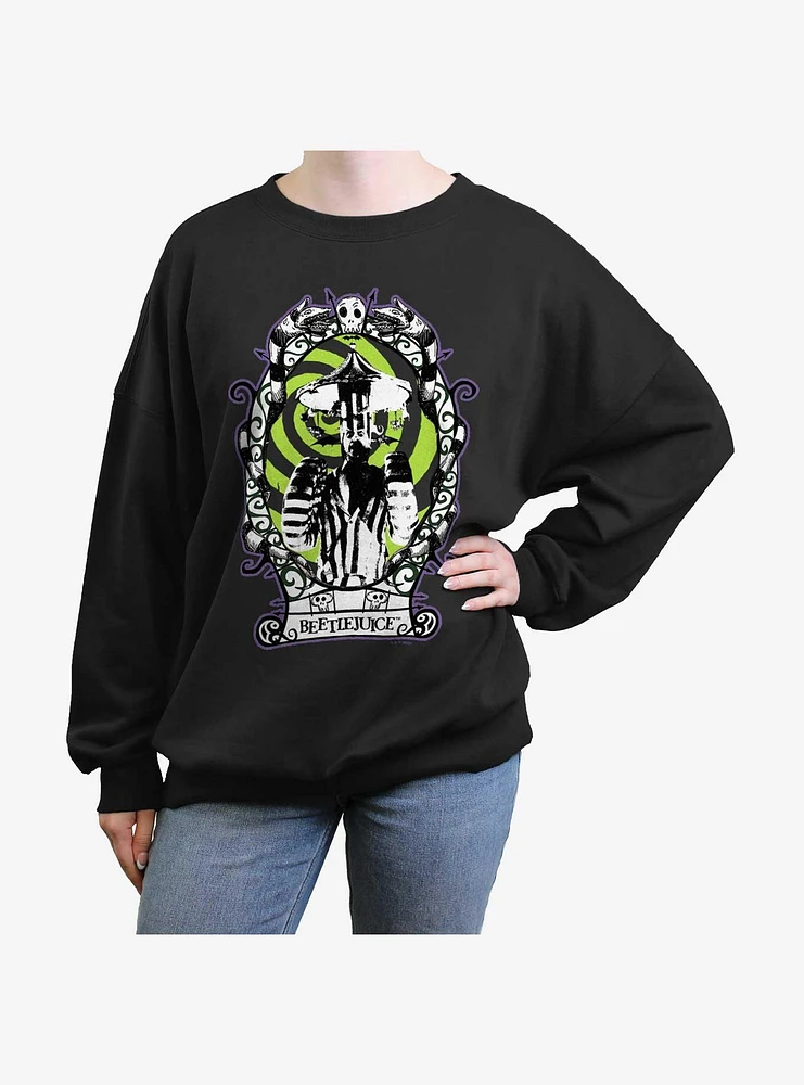 Beetlejuice Carousel Head Framed Womens Oversized Sweatshirt