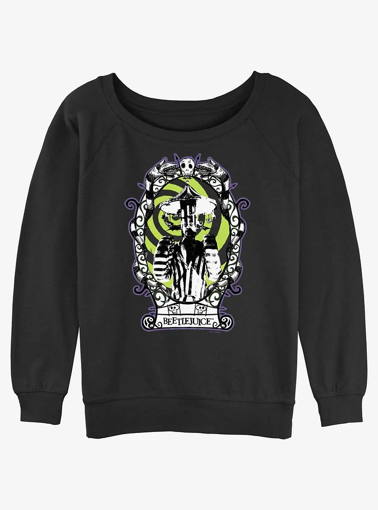 Beetlejuice Carousel Head Framed Womens Slouchy Sweatshirt