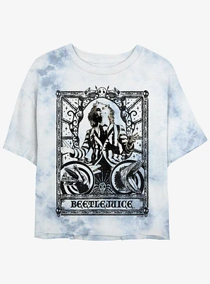 Beetlejuice Tarot Card Womens Tie-Dye Crop T-Shirt