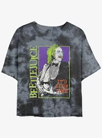 Beetlejuice Side Logo Showtime Womens Tie-Dye Crop T-Shirt