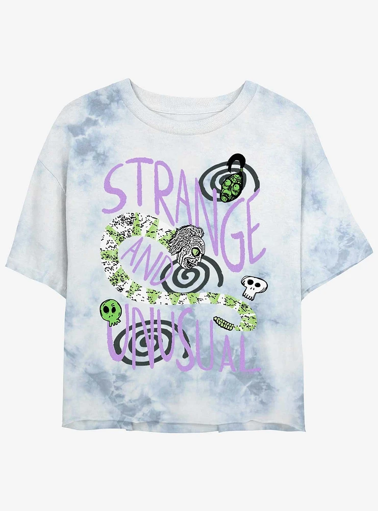 Beetlejuice Strange And Unusual Womens Tie-Dye Crop T-Shirt