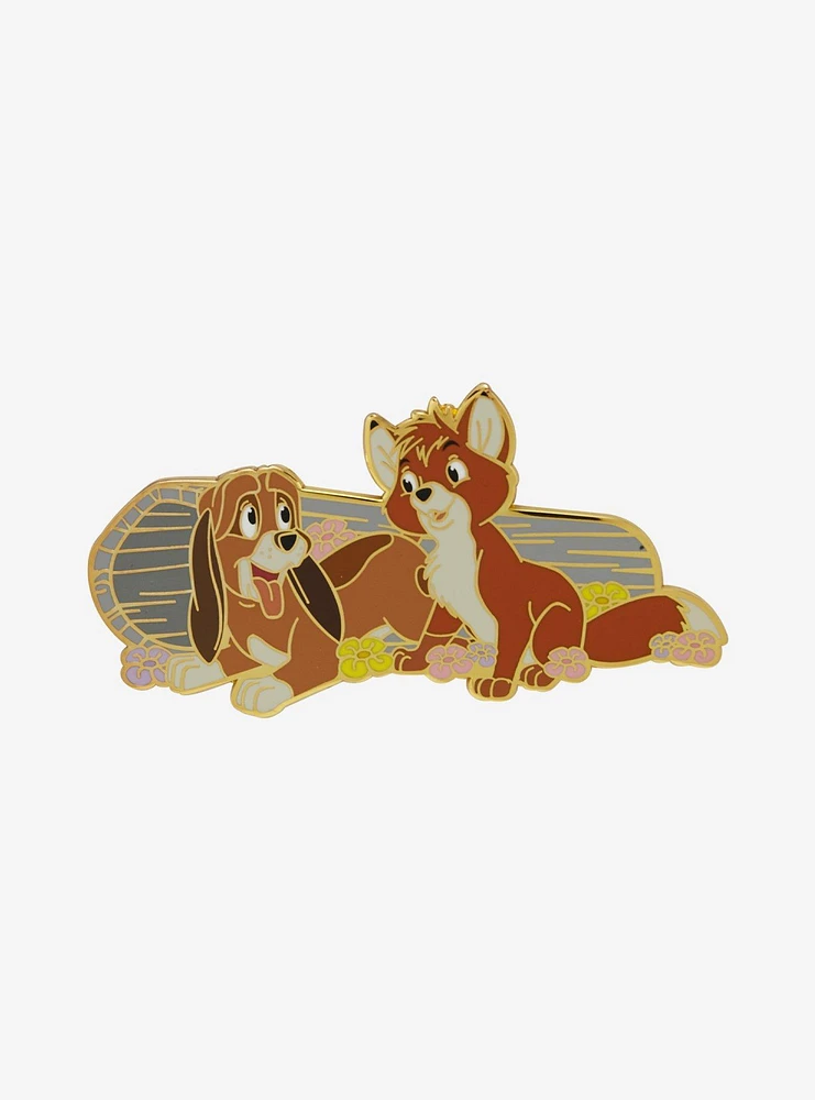 Disney The Fox and the Hound Todd and Copper Log Floral Enamel Pin