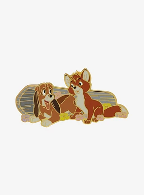 Disney The Fox and the Hound Todd and Copper Log Floral Enamel Pin