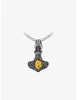 Alchemy of England Amber Dragon Mjollnir Pendant Necklace