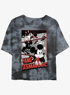 Disney Mickey Mouse Fang Womens Tie-Dye Crop T-Shirt