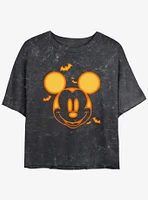 Disney Mickey Mouse Pumpkin Womens Mineral Wash Crop T-Shirt