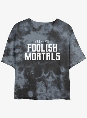 Disney The Haunted Mansion Foolish Mortals Womens Tie-Dye Crop T-Shirt