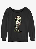 Disney100 Mickey Mouse Skeleton Womens Slouchy Sweatshirt