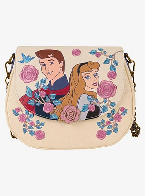 Loungefly Disney Sleeping Beauty Aurora & Prince Phillip Floral Crossbody Bag