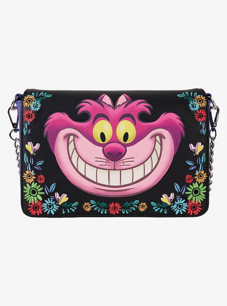 Loungefly Disney Alice in Wonderland Cheshire Cat Floral Crossbody Bag