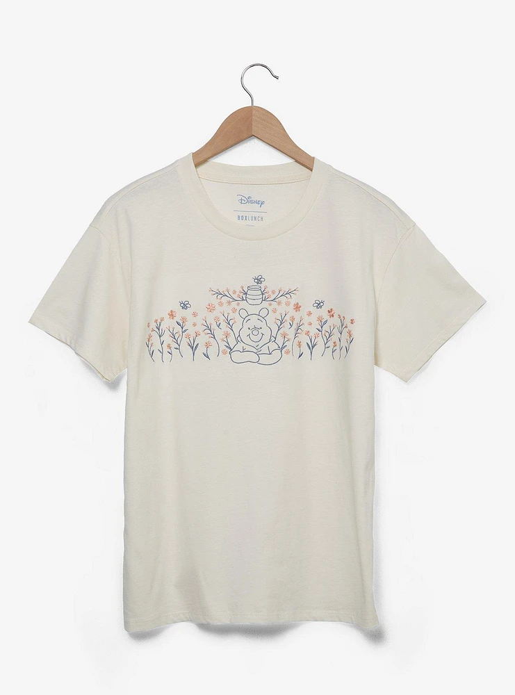 Disney Winnie the Pooh Floral Embroidered Women's T-Shirt