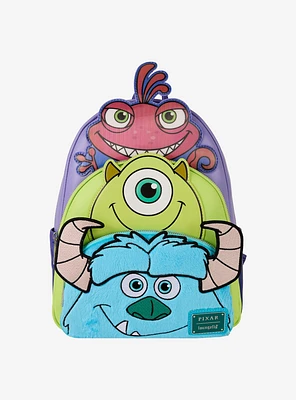 Loungefly Disney Pixar Monsters, Inc. Sulley, Mike, & Randall Triple Pocket Mini Backpack