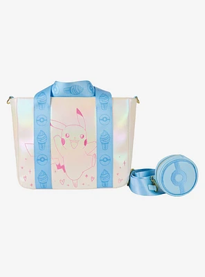 Loungefly Pokémon Pikachu Iridescent Desserts Crossbody Tote with Coin Purse