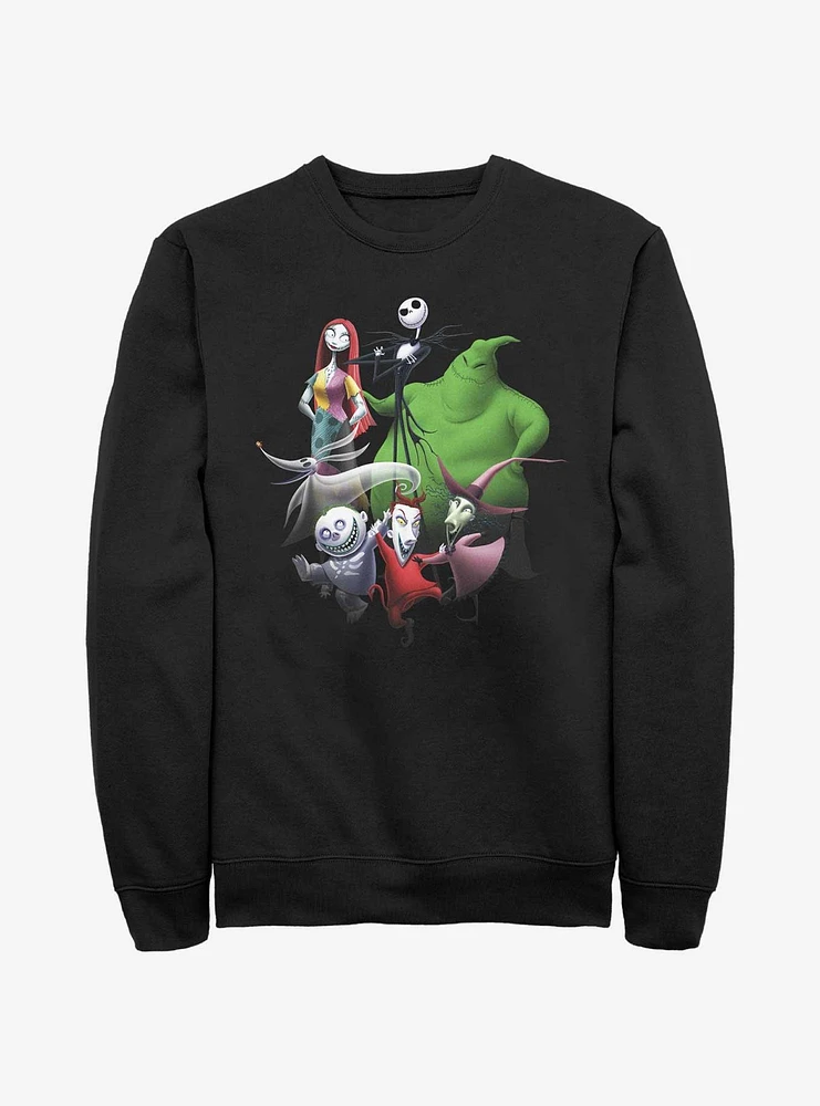 Disney The Nightmare Before Christmas Character Groupshot Neon Sweatshirt