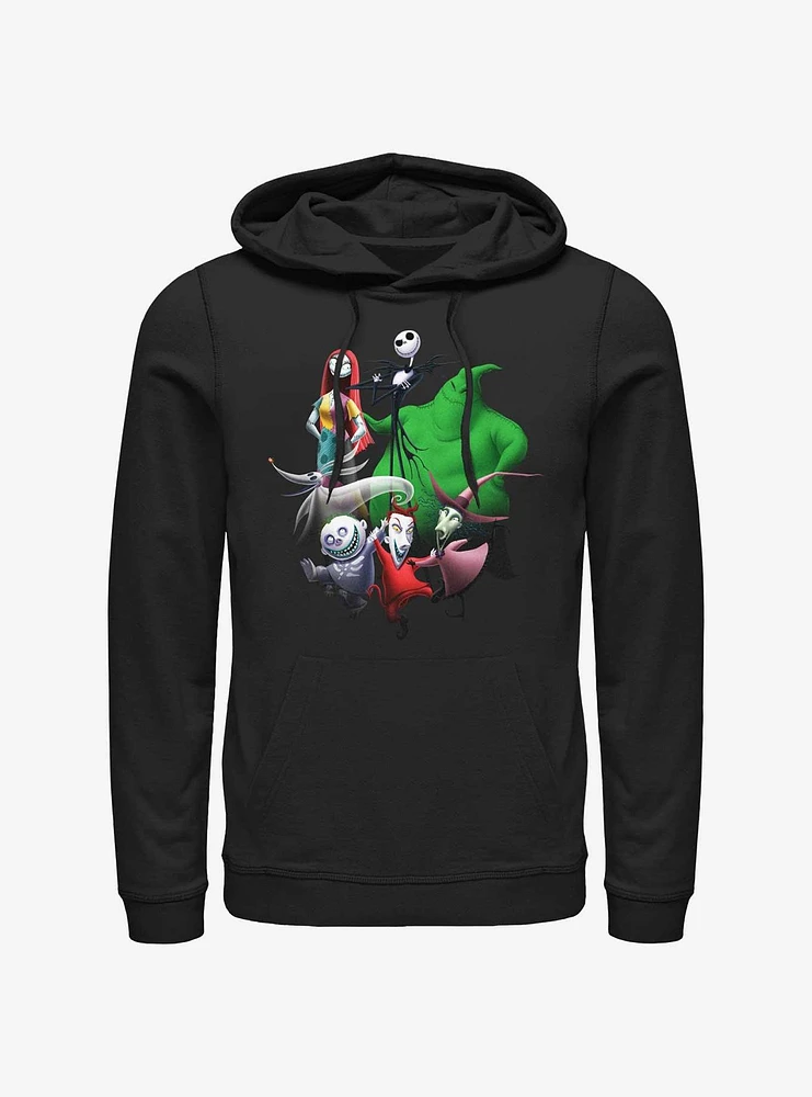 Disney The Nightmare Before Christmas Character Groupshot Neon Hoodie