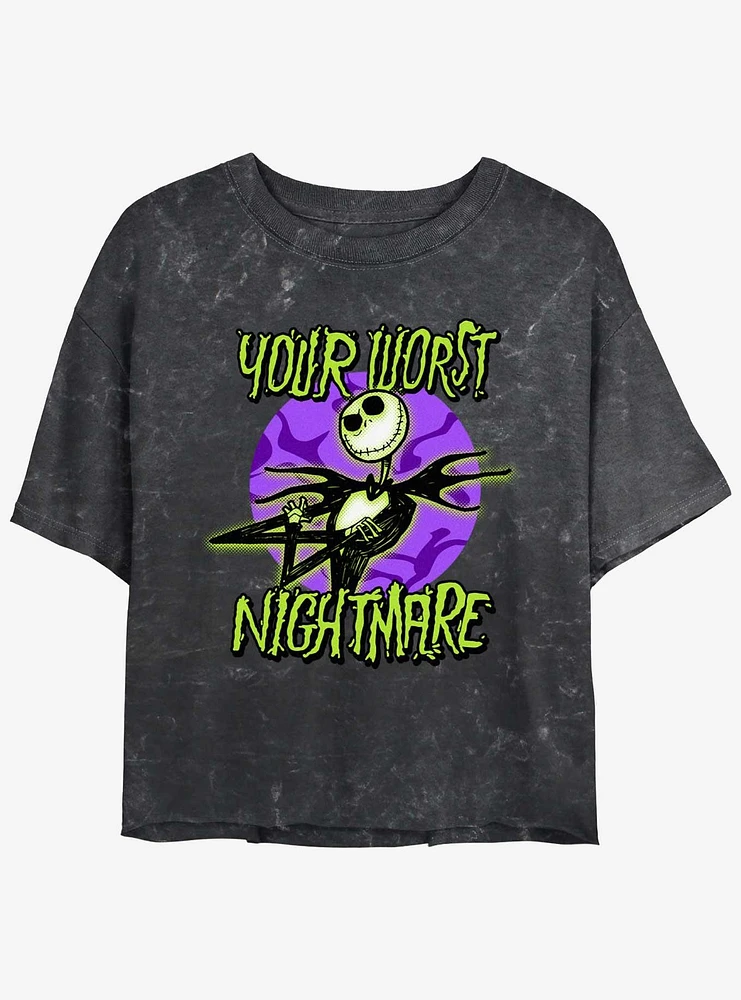 Disney The Nightmare Before Christmas Your Worst Womens Mineral Wash Crop T-Shirt