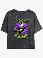 Disney The Nightmare Before Christmas Your Worst Womens Mineral Wash Crop T-Shirt