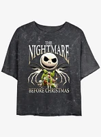 Disney The Nightmare Before Christmas Jacks A Womens Mineral Wash Crop T-Shirt