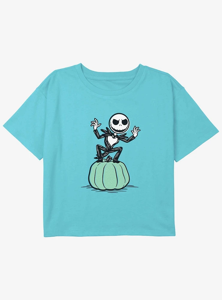 Disney The Nightmare Before Christmas Jack Pumpkin Youth Girls Boxy Crop T-Shirt