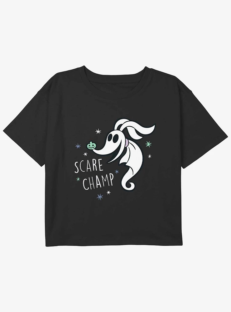 Disney The Nightmare Before Christmas Scare Champ Youth Girls Boxy Crop T-Shirt