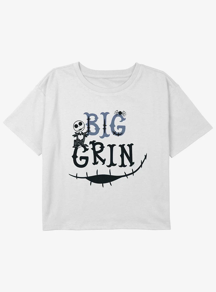 Disney The Nightmare Before Christmas Big Grin Youth Girls Boxy Crop T-Shirt