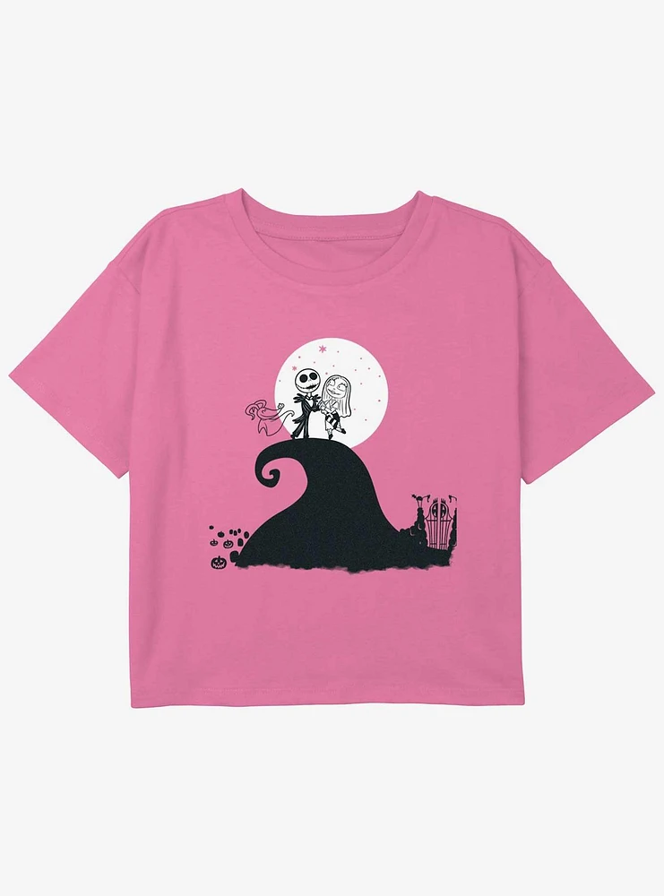 Disney The Nightmare Before Christmas Jack Sally Zero Night Youth Girls Boxy Crop T-Shirt