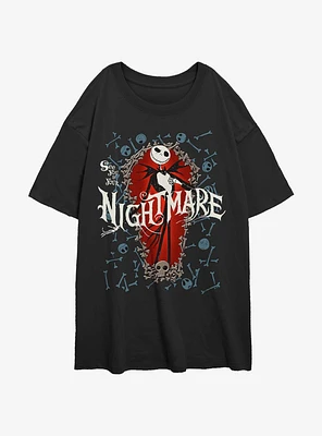 Disney The Nightmare Before Christmas Jack Bone Coffin Womens Oversized T-Shirt