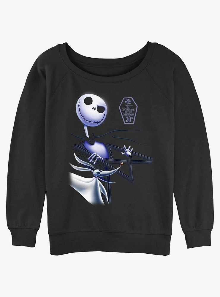 Disney The Nightmare Before Christmas Jack And Zero Womens Slouchy Sweatshirt