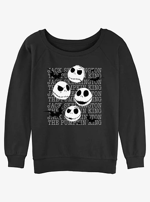 Disney The Nightmare Before Christmas Jack Heads Splatter Womens Slouchy Sweatshirt