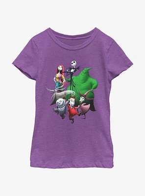 Disney The Nightmare Before Christmas Character Groupshot Neon Youth Girls T-Shirt