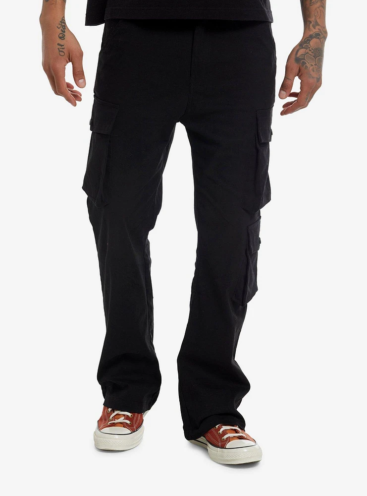 Black Snap Pocket Cargo Pants