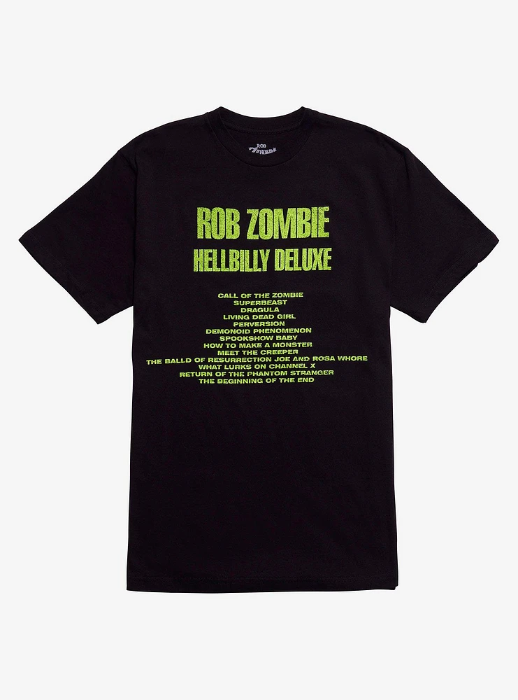 Rob Zombie Hellbilly Deluxe Tracklist Two-Sided T-Shirt