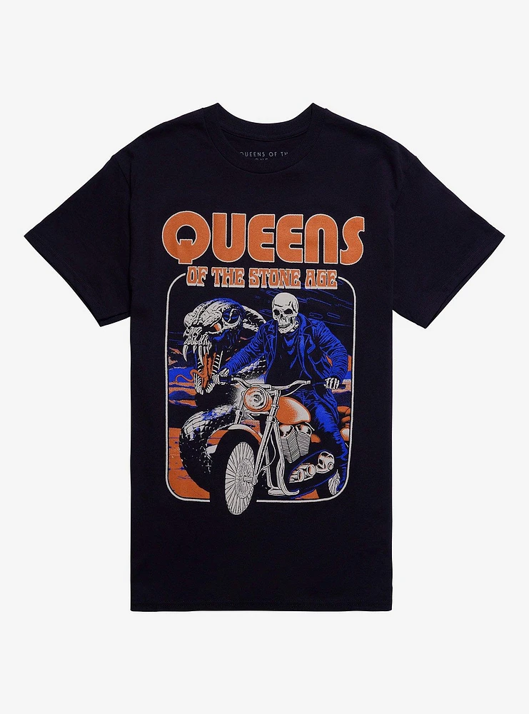 Queens Of The Stone Age Skeleton Motorcycle T-Shirt