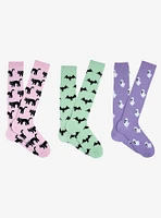 Cats Bats Ghosts 3-Pair Knee High Socks