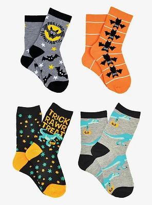 Bats Dinosaurs 4-Pair Kids Crew Socks