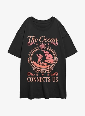 Disney Moana The Ocean Connect Us Womens Oversized T-Shirt