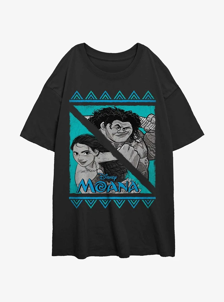 Disney Moana With Maui Womens Oversized T-Shirt