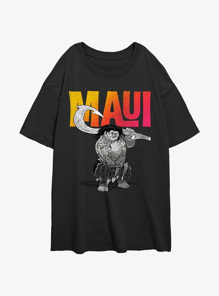 Disney Moana Maui Pose Womens Oversized T-Shirt