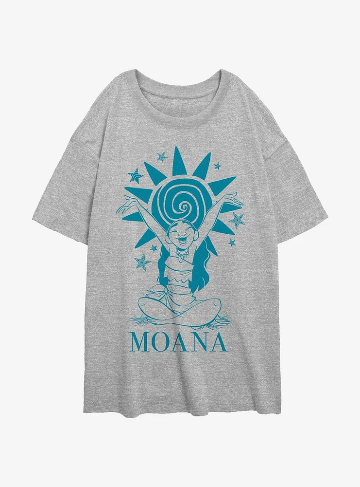 Disney Moana Sun And Stars Womens Oversized T-Shirt