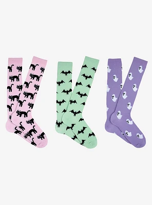 Cats Bats Ghosts 3-Pair Knee High Socks