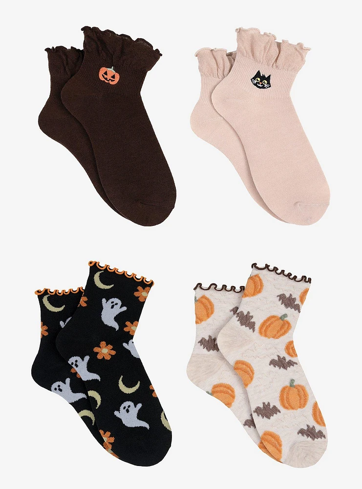 Halloween Ruffled 4-Pair Anklet Socks