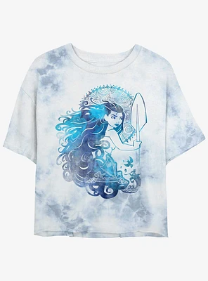 Disney Moana Hair Waves Womens Tie-Dye Crop T-Shirt