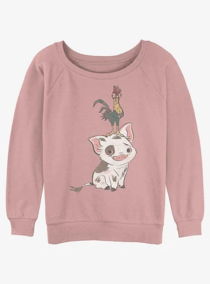 Disney Moana Pua With Hei Womens Slouchy Sweatshirt