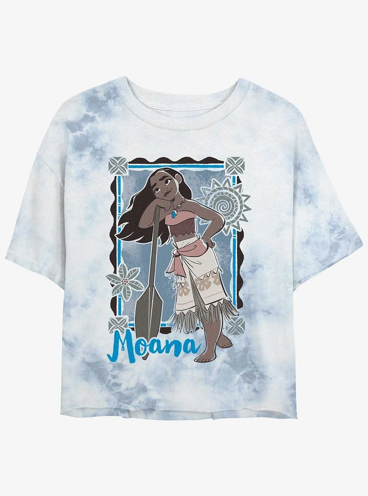 Disney Moana Lean Pose Womens Tie-Dye Crop T-Shirt